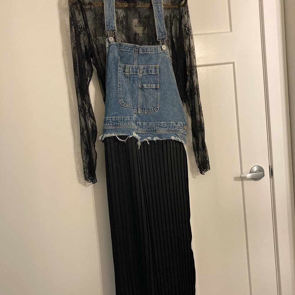 Lucky Brand Denim And Satin Skirt with separate Black Lace shirt
